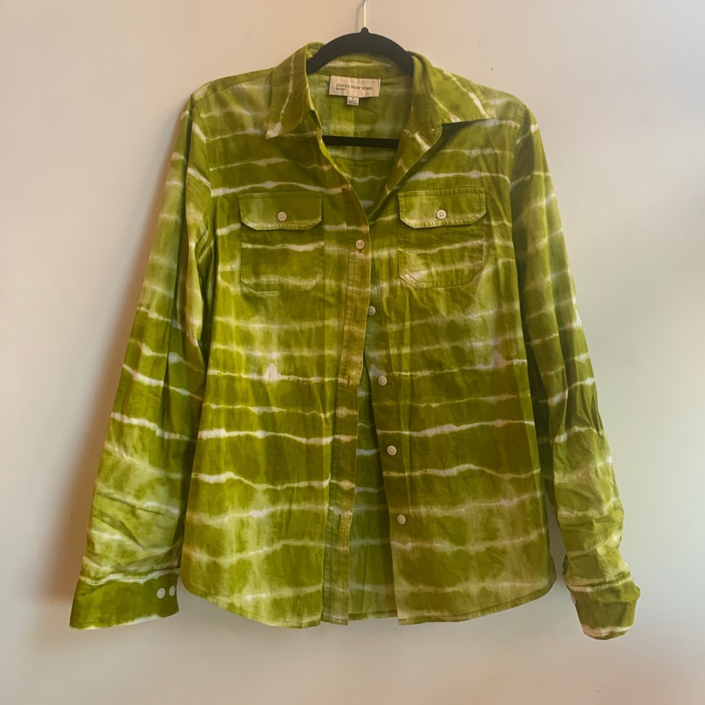 RARE Green tie dye button up